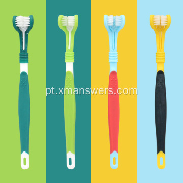 Produtos de higiene bucal para escovas de dentes com três cabeças para animais de estimação